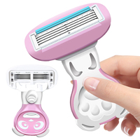 Women Portable Shaver Replaceable Cutter Head Moisturizing Shaver 5 Blades Razor Face/ Leg/ Armpit/ Bikini Beauty Hair Removal