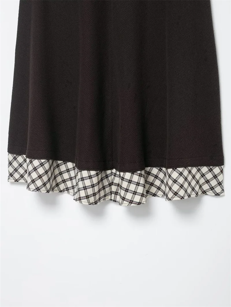 ชุดเดรสสั้นลายตารางหมากรุกสำหรับผู้หญิง แฟชั่นลำลอง คอลเลคชั่นฤดูใบไม้ร่วง สินค้าใหม่มาแรงในหมวดเสื้อผ้าสตรี