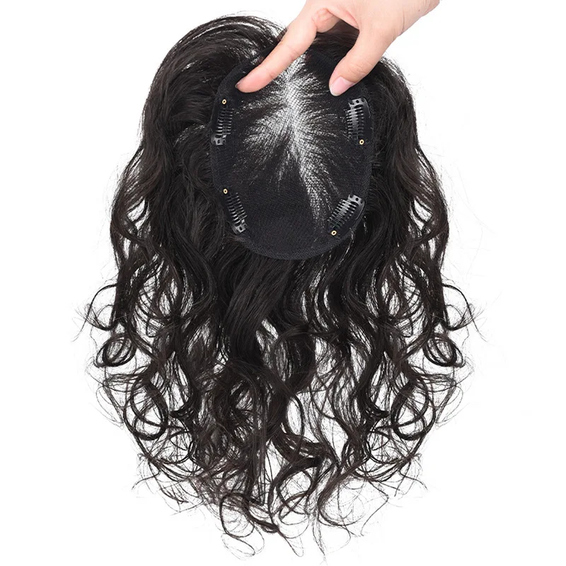 Women's Wig Clip In Hair Piece Women Real Hairpiece Hand Made Lightweight Breathable Lace Body Wavy Hair Closure Women Topper