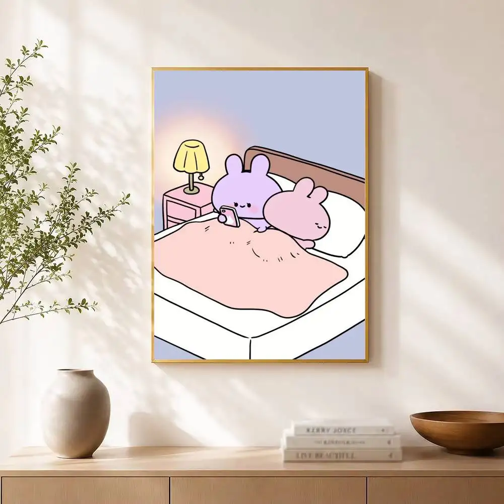 C-Cute rabbit A-Asamimichan Poster Waterproof Wall Art Sticker For Bar Living Room Vintage Decor High Quality Print Gift