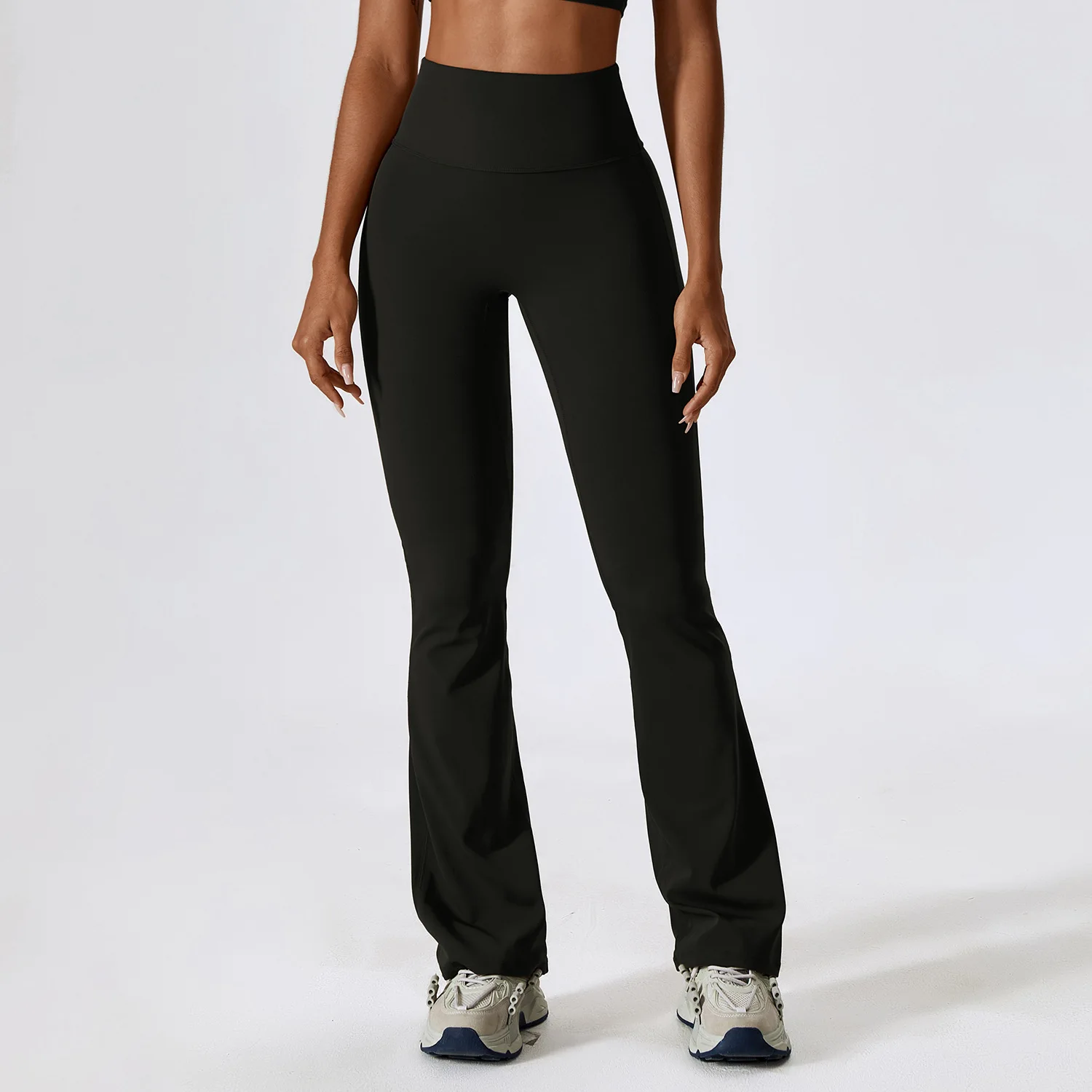 Flare leggings yogabroek dames hoge taille wijde pijpen broek dames gym fitness sport zwarte uitlopende broek latin dansbroek - afbeelding 1