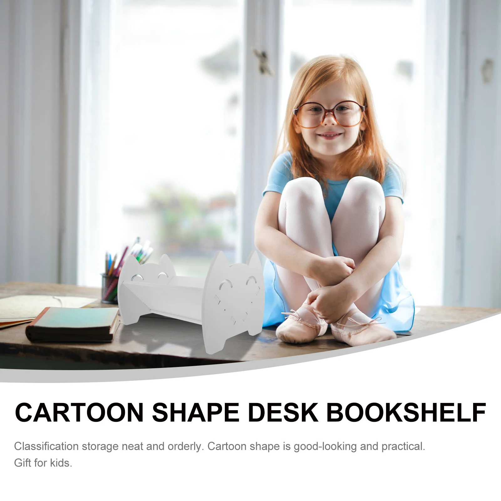 Bookshelf Table Top Children Desk Holder Organizer Household Office Abs Portable Work