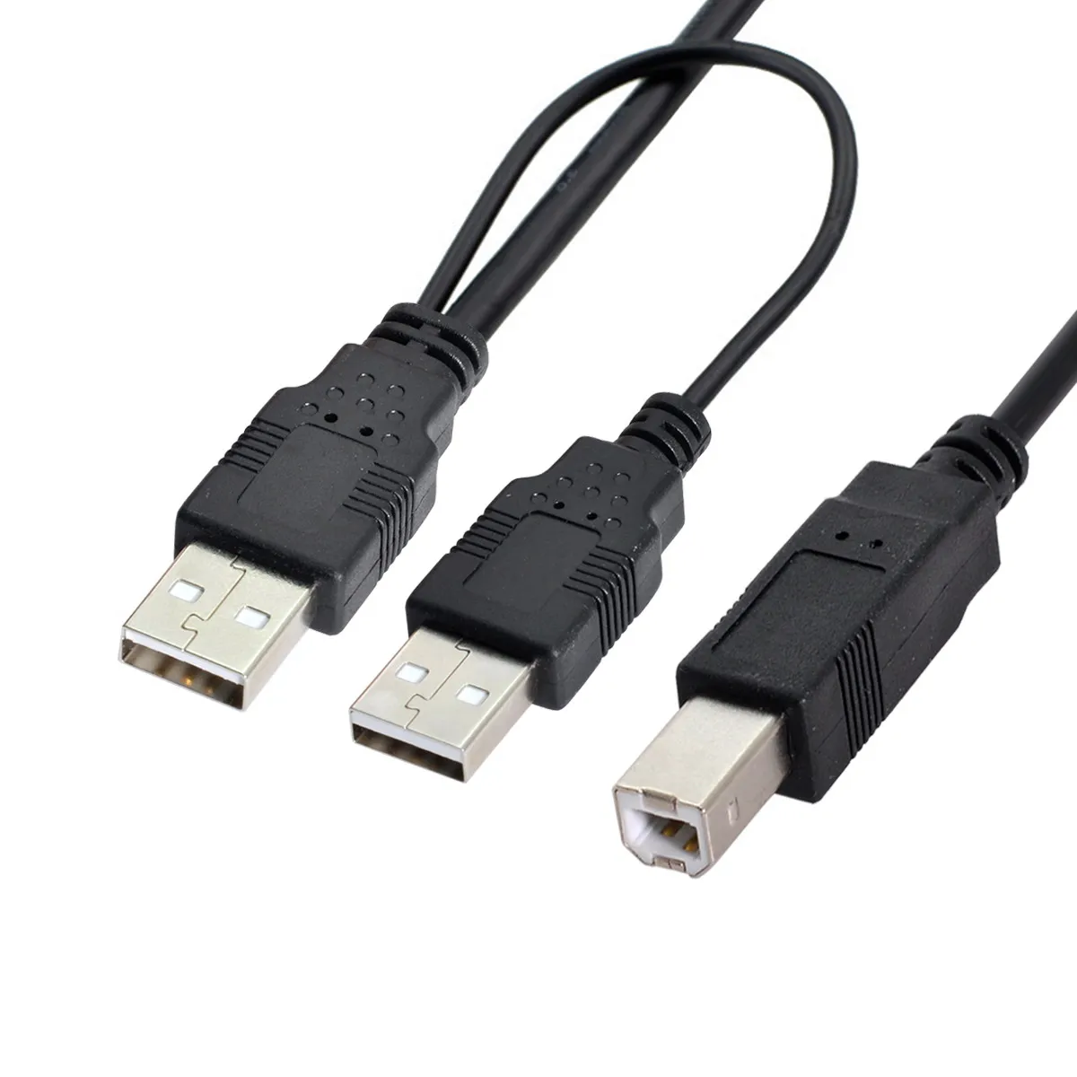 Zihan Dual USB 2.0 Male to Standard B Male Y Cable 80cm for Printer & Scanner & External Hard Disk Drive