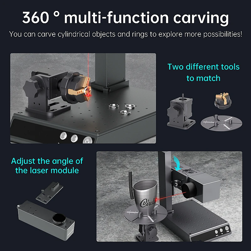 Industrial Portable 10W Fiber Laser Engraver Engraving Woodworking Cutting Machine With Rotary Axis For Metal Paper Glass Plasti