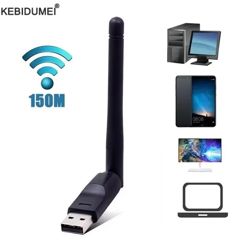 150Mbps Mini USB WiFi Adapter RTL8188 Wireless Network Card 2.4GHz Wi-Fi Receiver Dongle for Windows PC Desktop Laptop