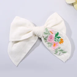 1pc Embroidered Bow Flower Hair Clips for Little Girls  Adorable Flower Hair Clips Cute Hair Accessories Kids Headwear