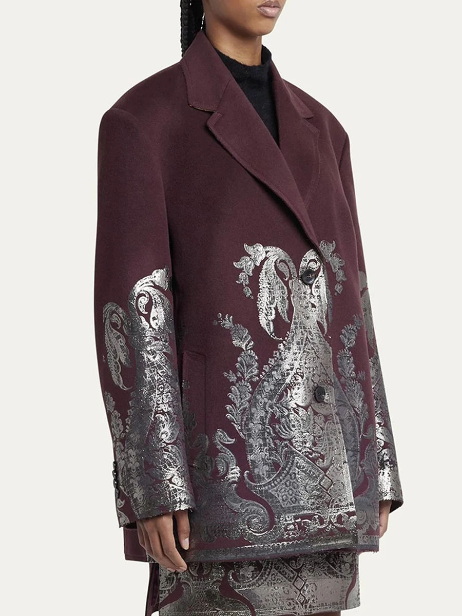 Blazers con estampado de brocado de diseñador para mujer, abrigos informales de manga larga con cuello entallado para invierno y primavera, chaqueta de moda para oficina para mujer 2026