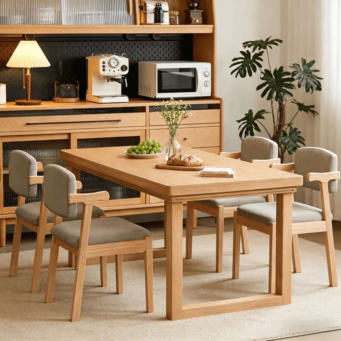 Integrated rectangular simple household dining table
