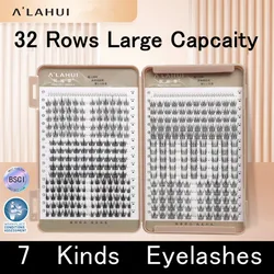 32 Rows 7 Kinds Mix False Eyelashes Large Capacity Segmented Lower Lash Extensions Individual Cluster Thick Natural Curling