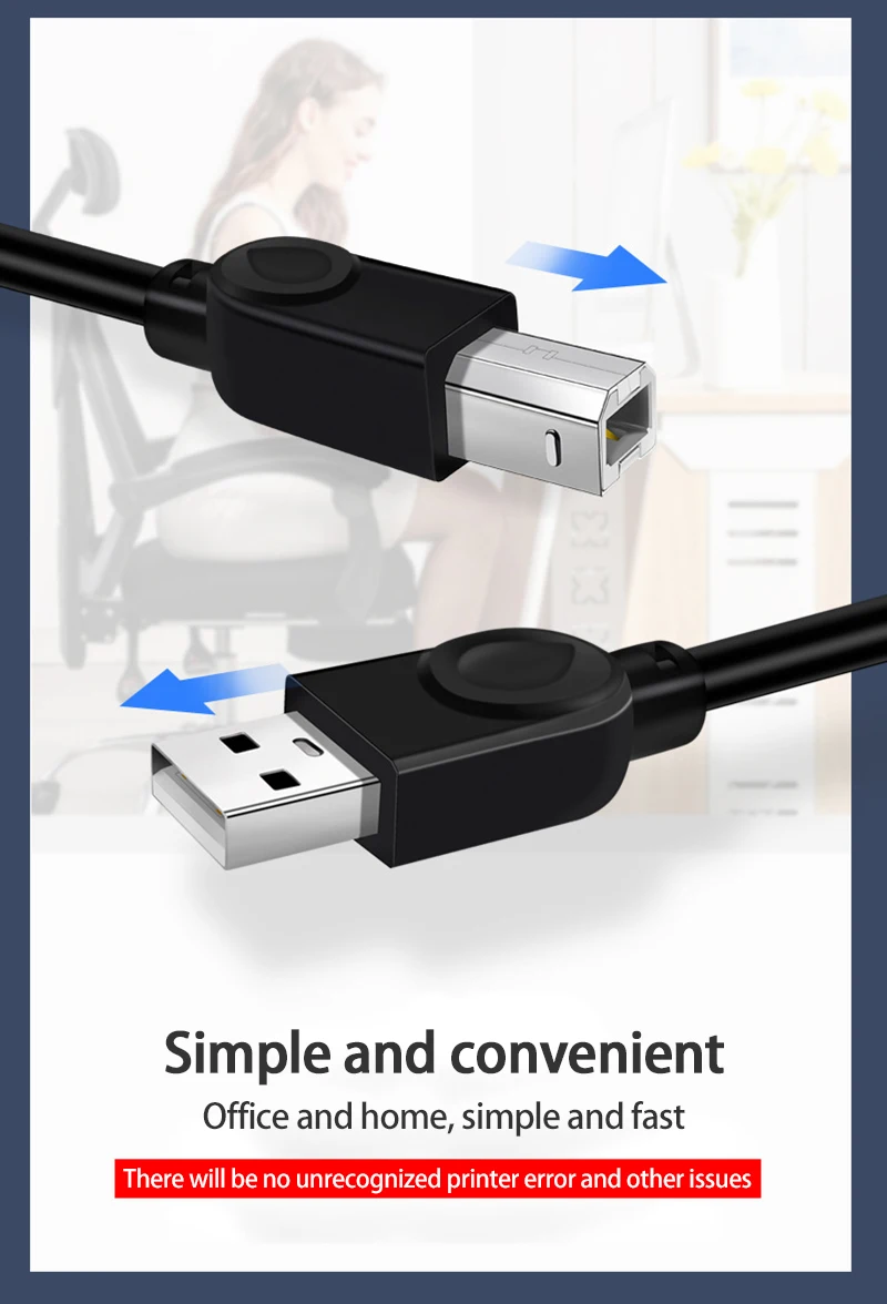 【Szybka wysyłka】 Kabel do drukarki USB 0.5M/1M/1.5M/3M/5M/10M Przedłużacz kabla USB 2.0 typu A męski na B męski do drukarek