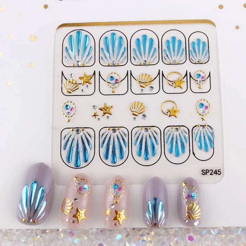 Strass abbronzanti Nail Art Foil Sticker Decalcomanie Paillettes 3D Glitter olografici Fiocco Paillettes Specchio Glitter Effetto Decorazioni