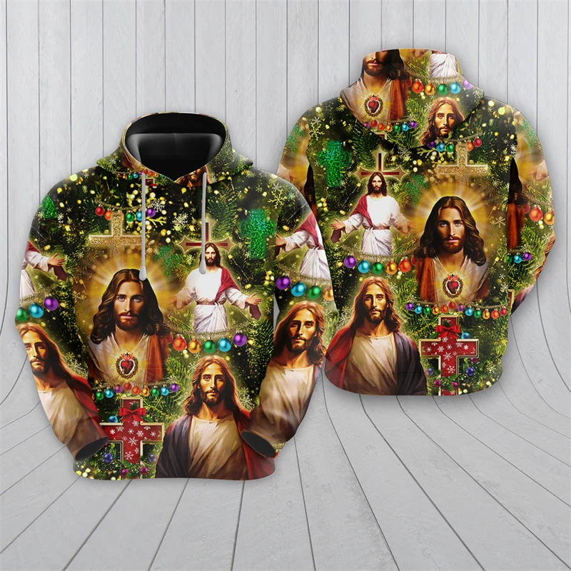 Christian Jesus 3D Print Hoodies For Men Clothes Easter Gifts Tracksuit Fashion Boy Pullovers Cross Graphic Sweatshirts Y2k Top