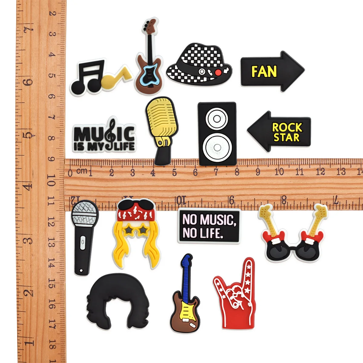 16pcs set Hot Trend Gothic Rock Music PVC Shoe Charms easy install removable DIY Decor For Clogs Cool Punk Street Accessories view 4