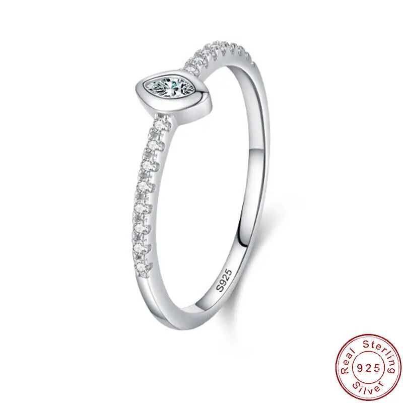 

European Sparkling Eye Clear AAA CZ S925 Sterling Silver Finger Ring For Women Birthday Wedding Jewelry