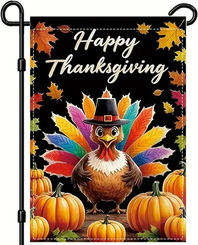 Happy Thanksgiving Turkey Garden Flag Double Sided Outside, 12 x 18 inch XXQ