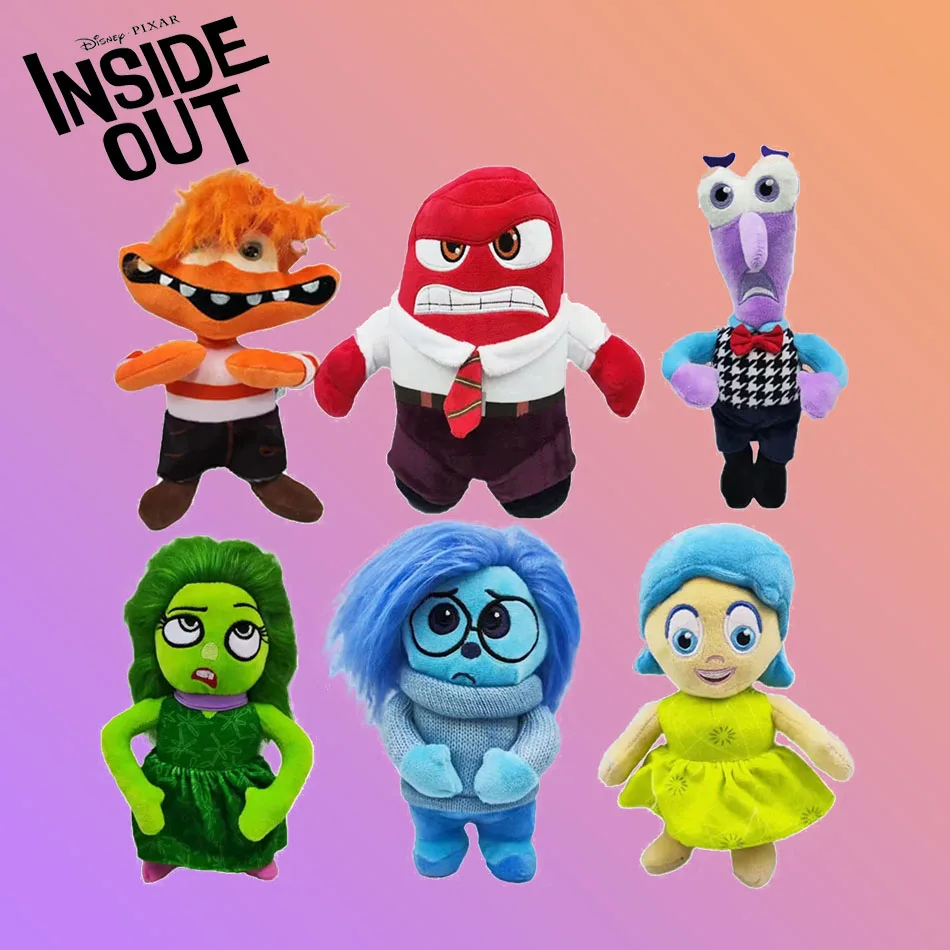 Disney New Inside Out 2 Doll 20-26cm Plush Cartoon Toy Dolls Cute Joy Sadness Anger Fear Movie Wypchane zwierzęta Zabawki dla dzieci