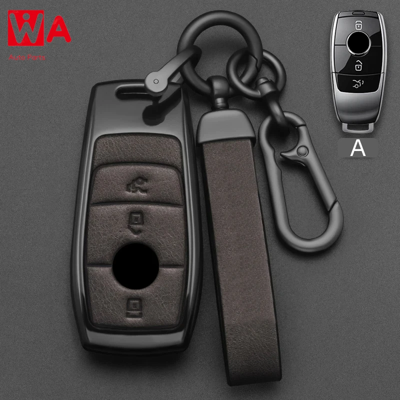 

For Alloy Style Car Key Case Cover Shell Fob For Mercedes Benz A B C E G Class C200 C300 E350 W205 E260L GLK AMG BGA Accessories