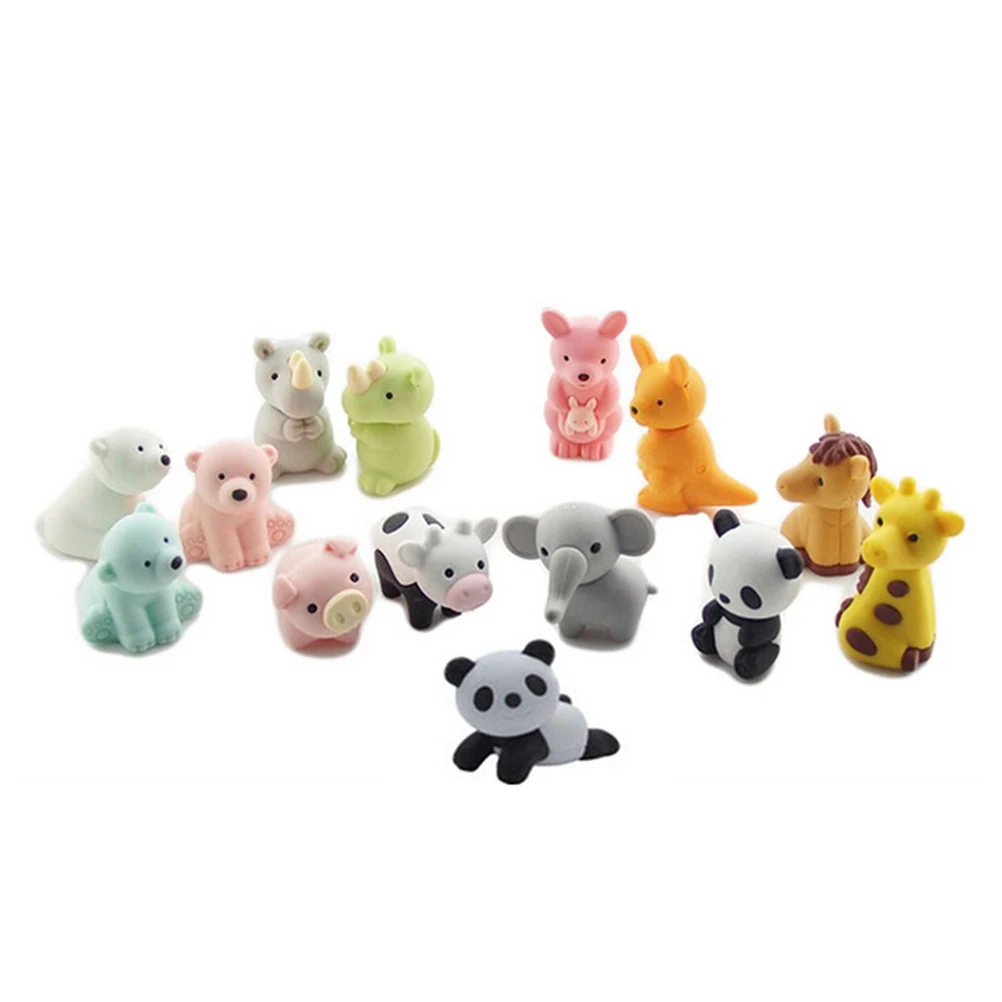 

20pcs Animal Pencil Eraser Set Cute Cartoon Erasers For Glossy Design School Supplies 'S Day Gift Student