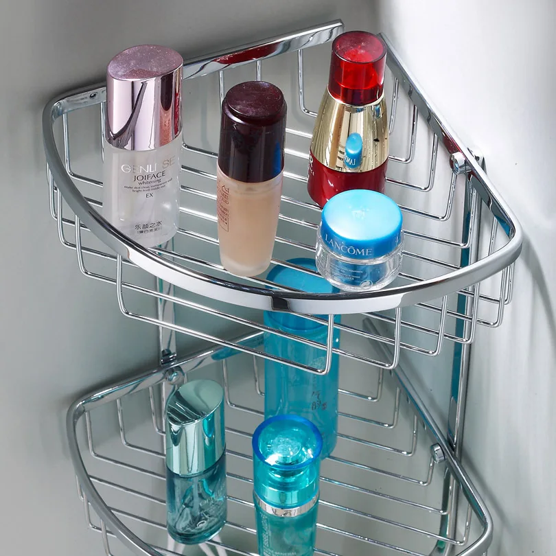 Bathroom Shelves Corner shelf Chrome Stainless Steel 304 Wall Bathroom Shelf Shower Caddy Rack Bathroom Accessories Shelves