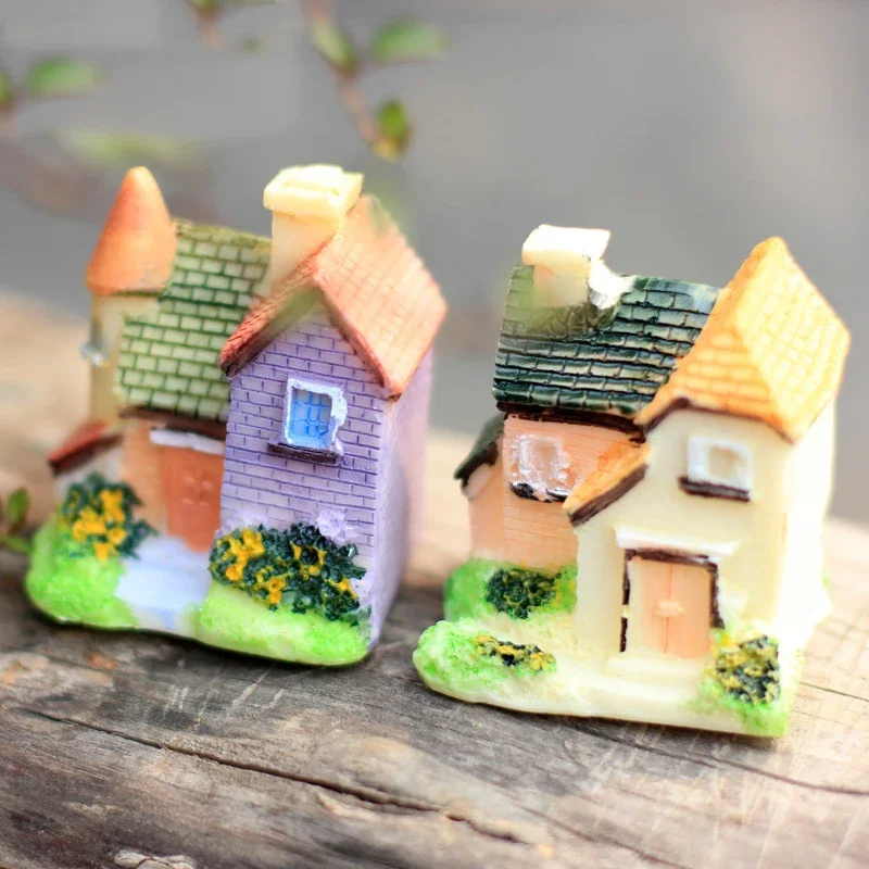 1PC Vintage Villa Castle House Miniature Fairy Garden Home Houses Decoration Mini Craft Micro Landscaping Decor DIY Accessories