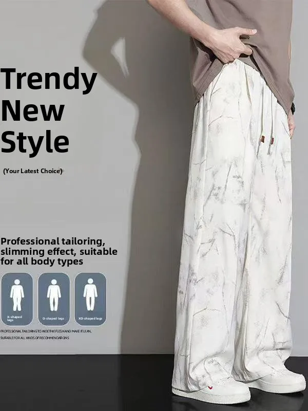 

American Sle Tie Dye Straight Leg Sports Leisure Pants Men's Baskeall Casual Trousers Spring Autumn High Street Student Y...