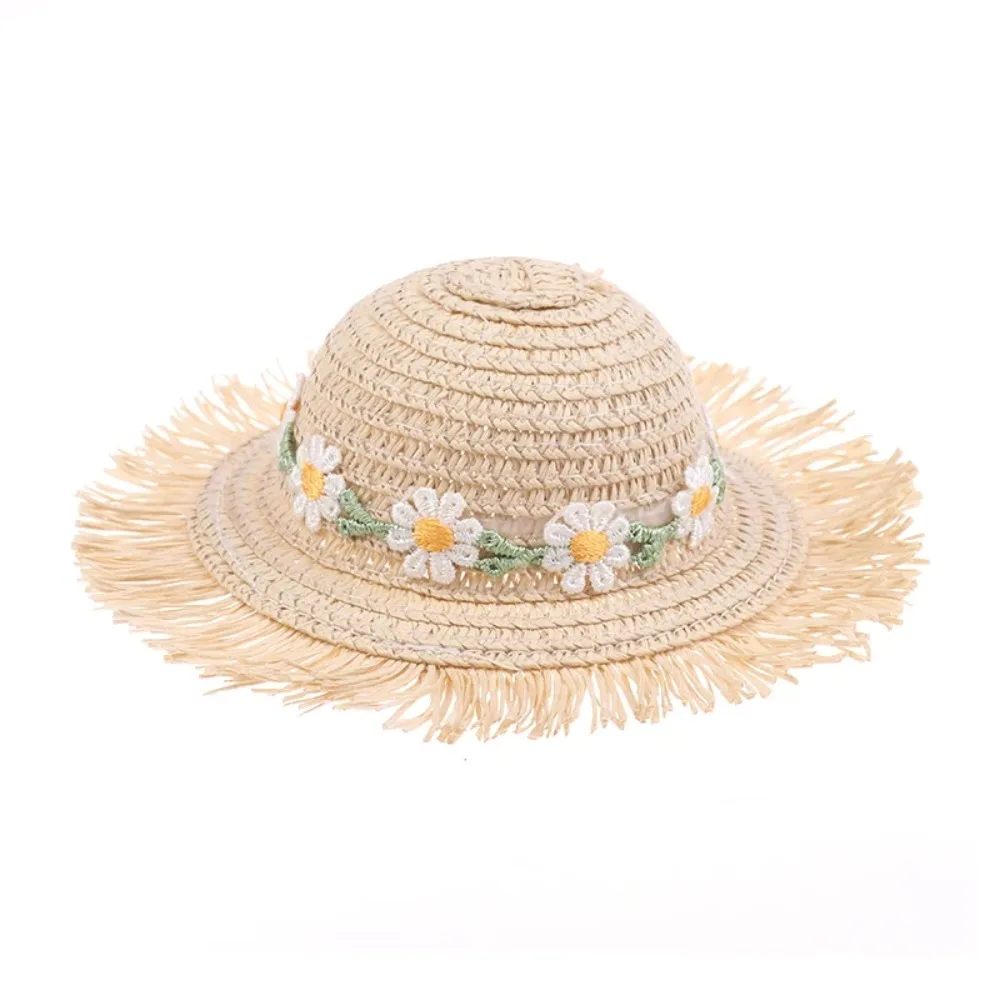 Creative Daisy Doll Straw Hat Miniature Size Sun Protection Doll Sun Cap DIY Handmade Design Dollhouse Hat Doll Accessories