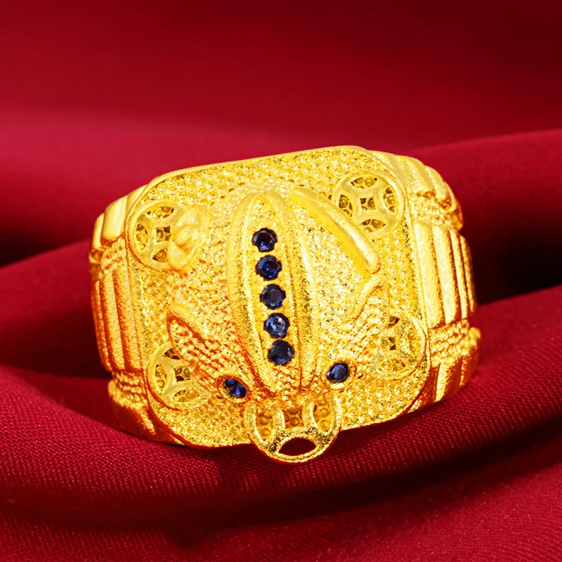 

Мужское кольцо с бриллиантами в виде доминирующего и благородного жаба, 24-каратное золото AU999 | Идеально подходит для мужчин, полных шарма.