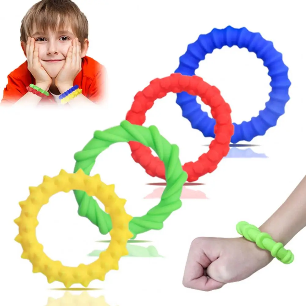 Set di braccialetti con bracciale strutturato Set di braccialetti in silicone per alleviare l'ansia Riduzione dello stress Fidget strutturato per bambini da viaggio