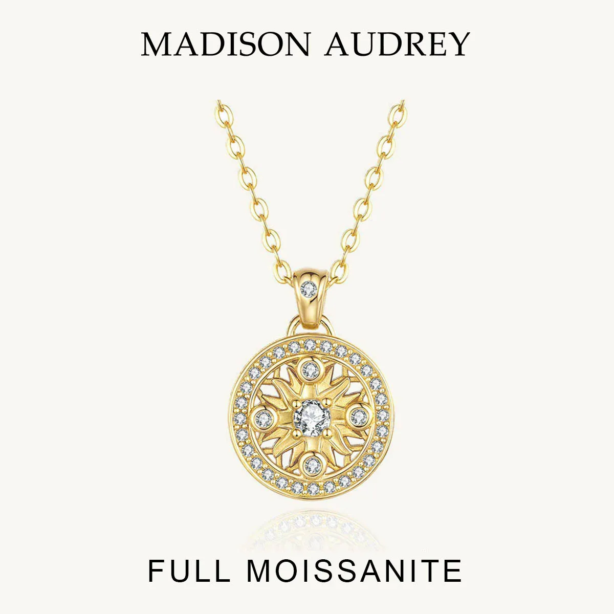 Sunflower Full Moissanite Compass Pendant Necklace Antique Plated 18k Gold S925 Silver Collarbone Chain for Women Fashion Jewelr