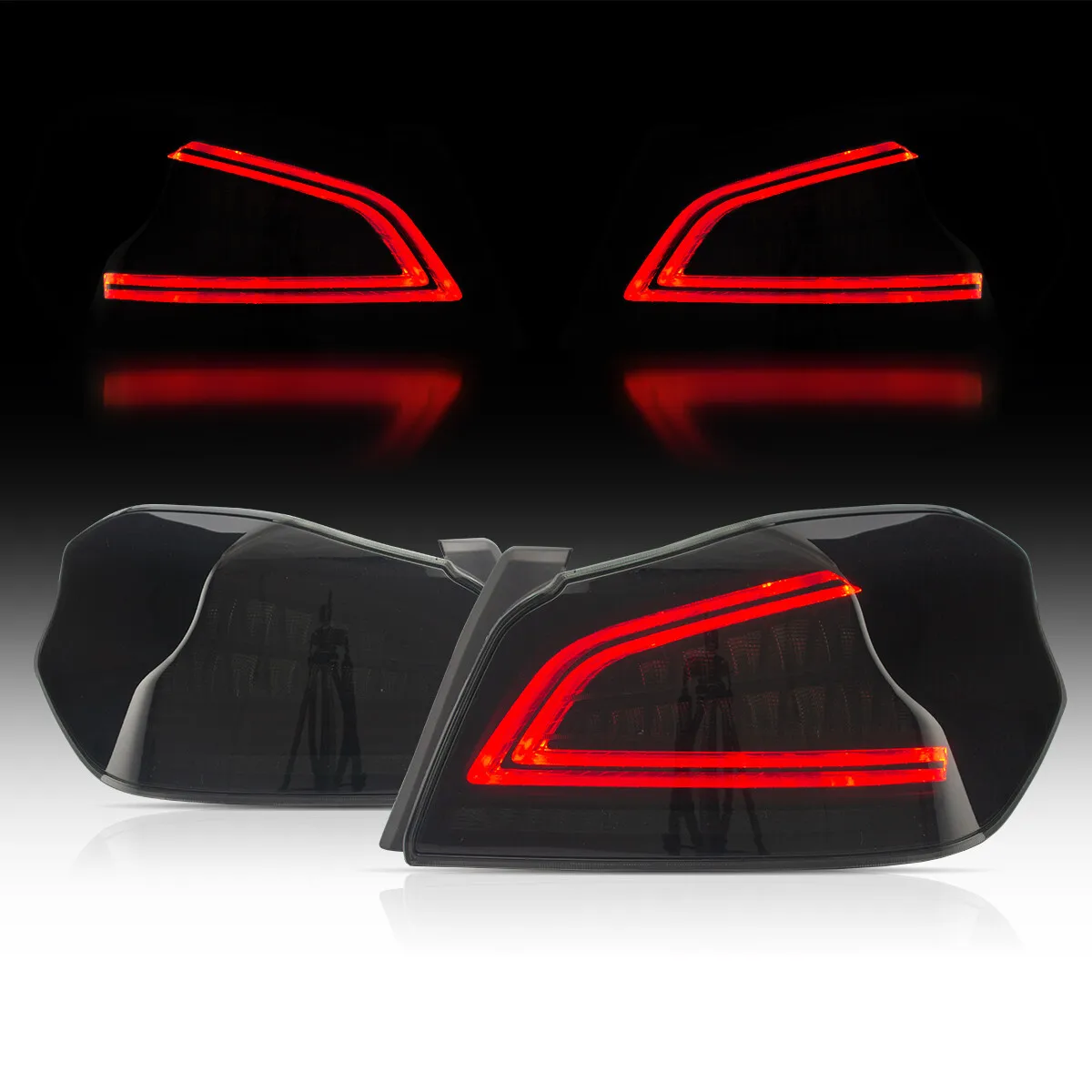 Pair For 2015-2021 Subaru WRX STI LED Sequential Signal Tail Lights Smoke Lamps