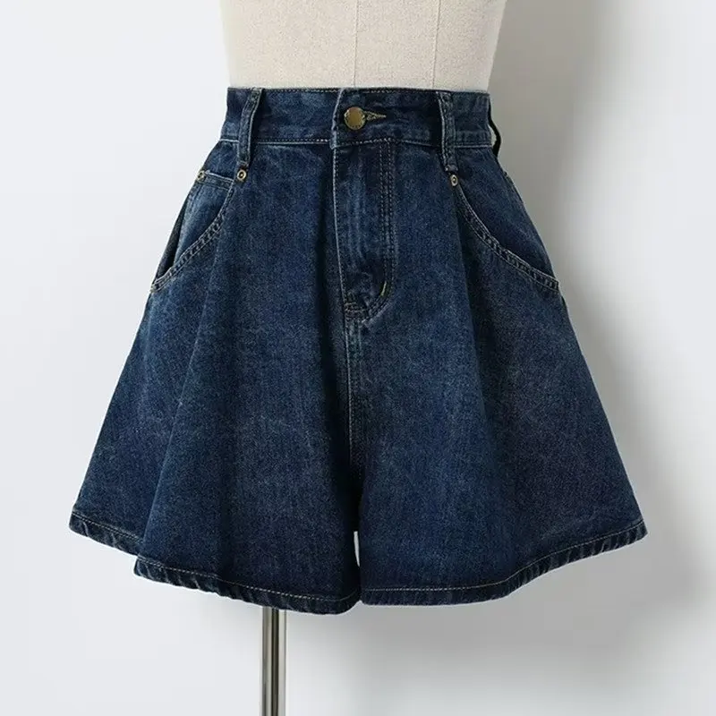 

High Waist Wide Leg Short Jeans Women Summer Thin Loose Slimming A- Line Hot Pants Slim Loose Leisure Versatile Women Shorts
