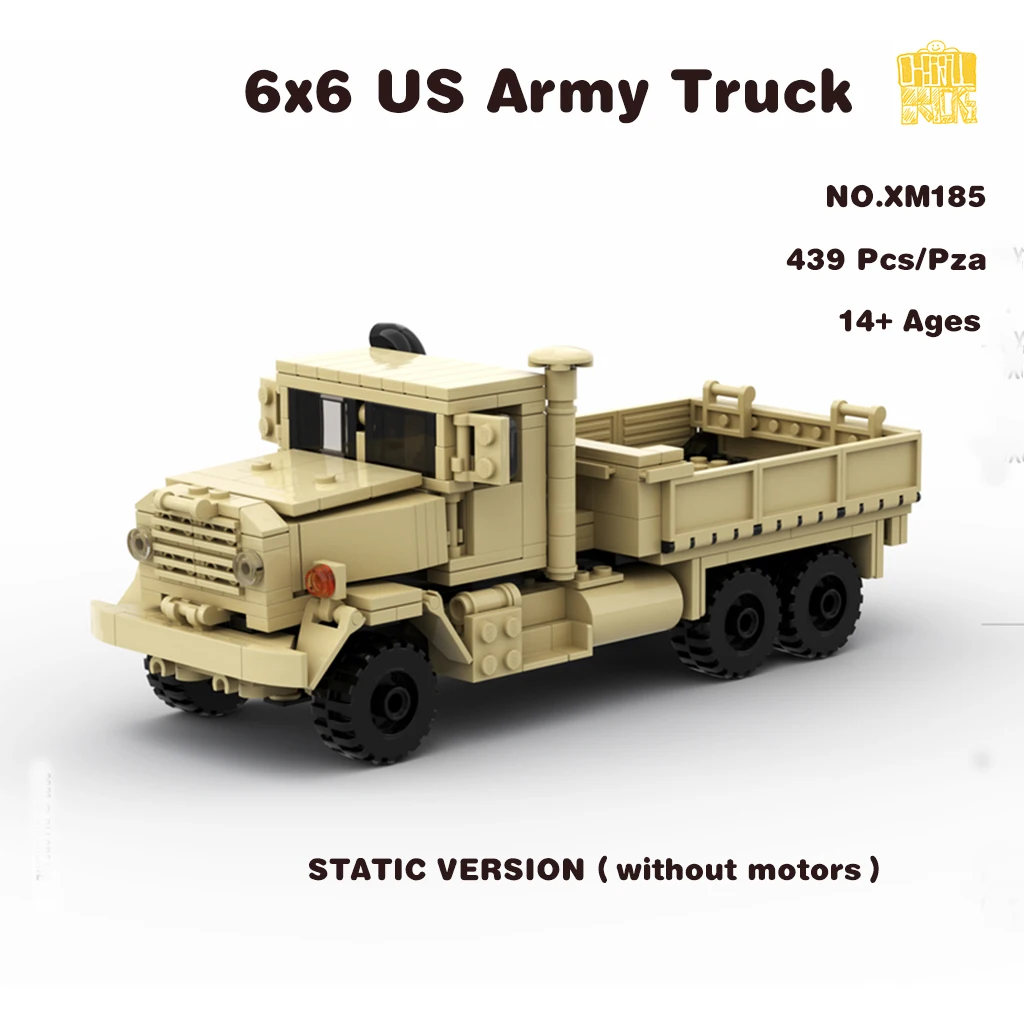 

Модель военного грузовика MOC XM185 6x6US с PDF-рисунком, строительные блоки, кирпичи, детские игрушки «сделай сам», подарок на день рождения и Рождество