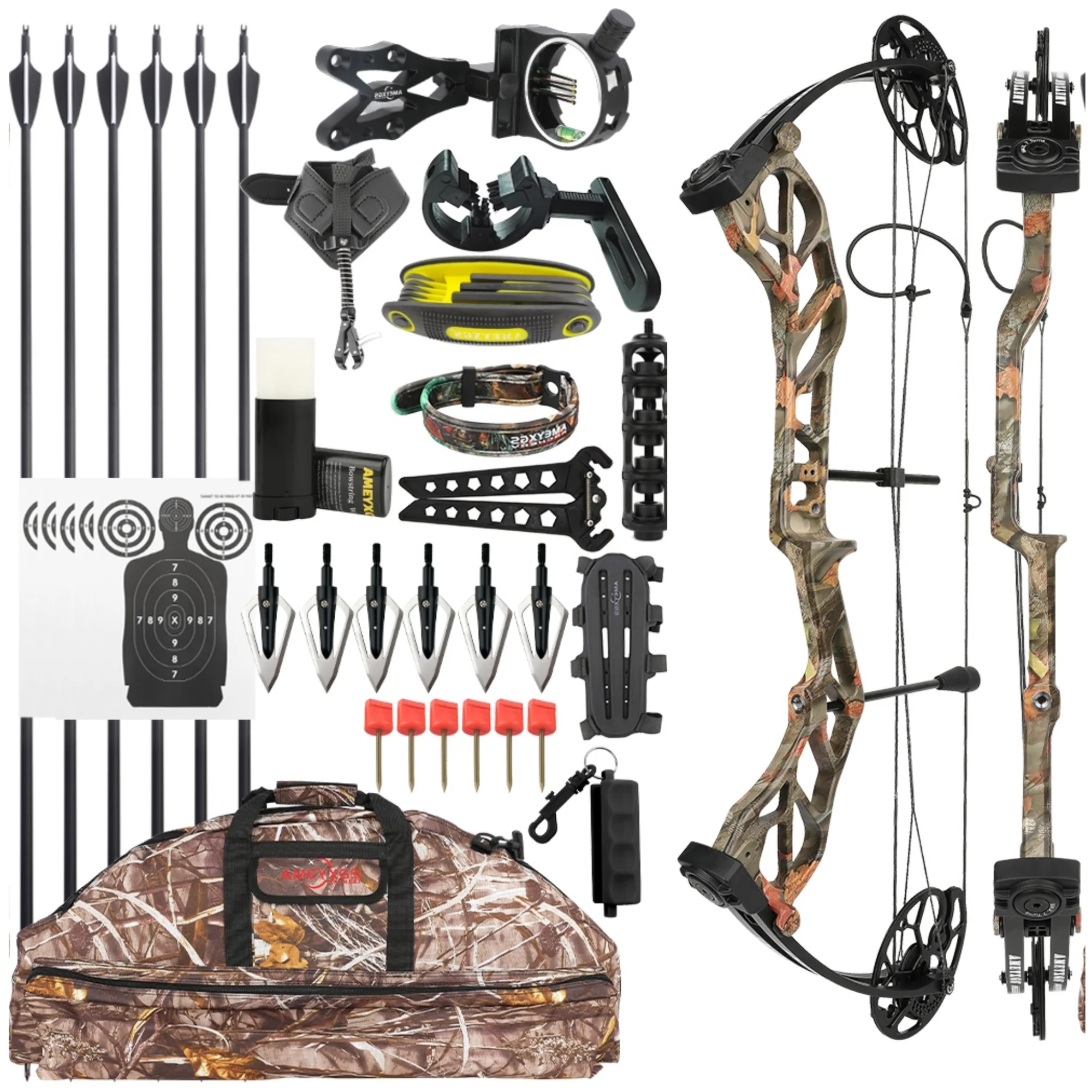 

Комбинированный лук для стрельбы из лука с регулируемой силой натяжения 20-70 фунтов, для правой/левой руки, скорость IBO 320 футов/с, для охоты и стрельбы по мишеням