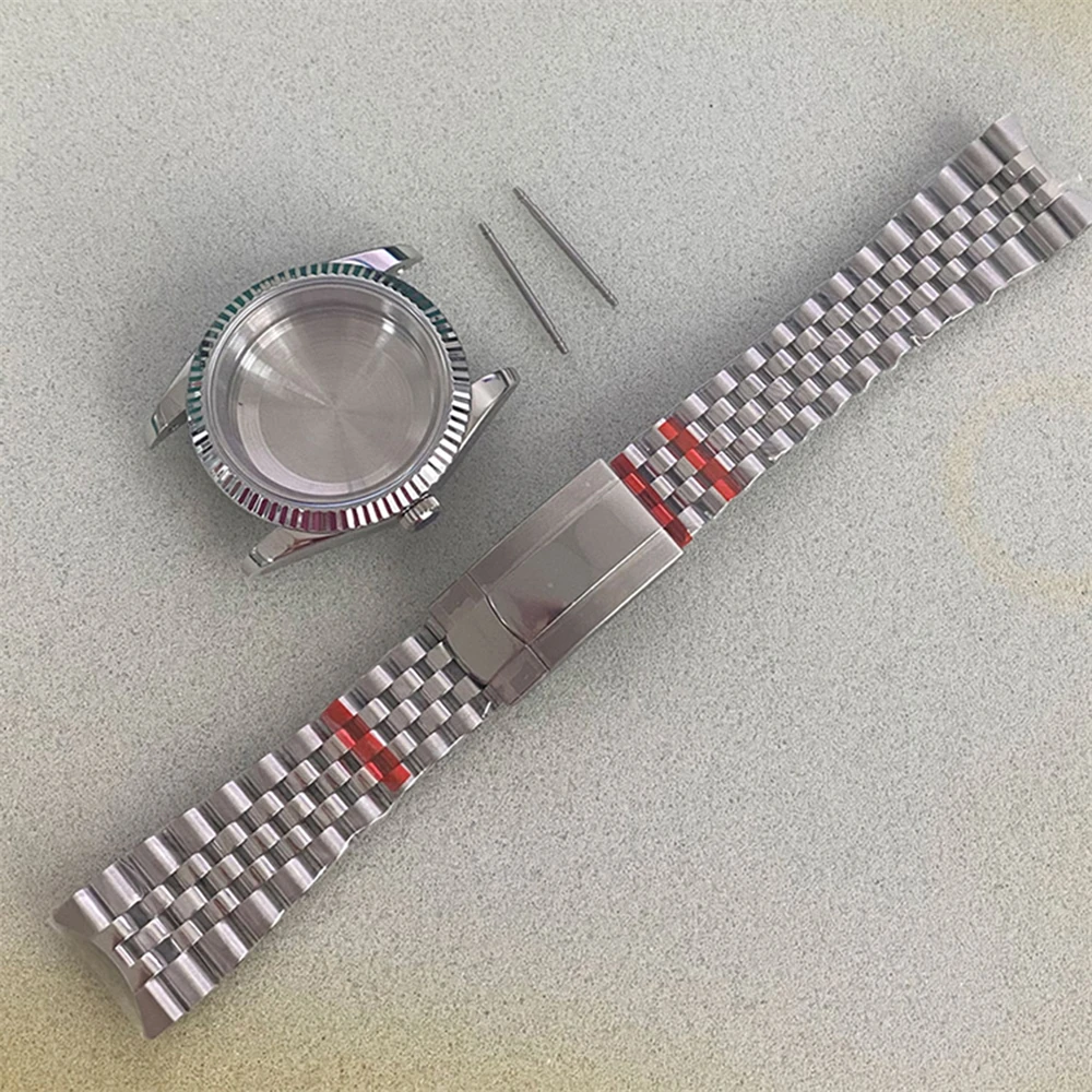 

39mm Watch Case Sapphire Glass Incline/ Fluted Bezel + Oyster/ Jubilee Strap for NH35/ NH36/ 4R Movement Accessories