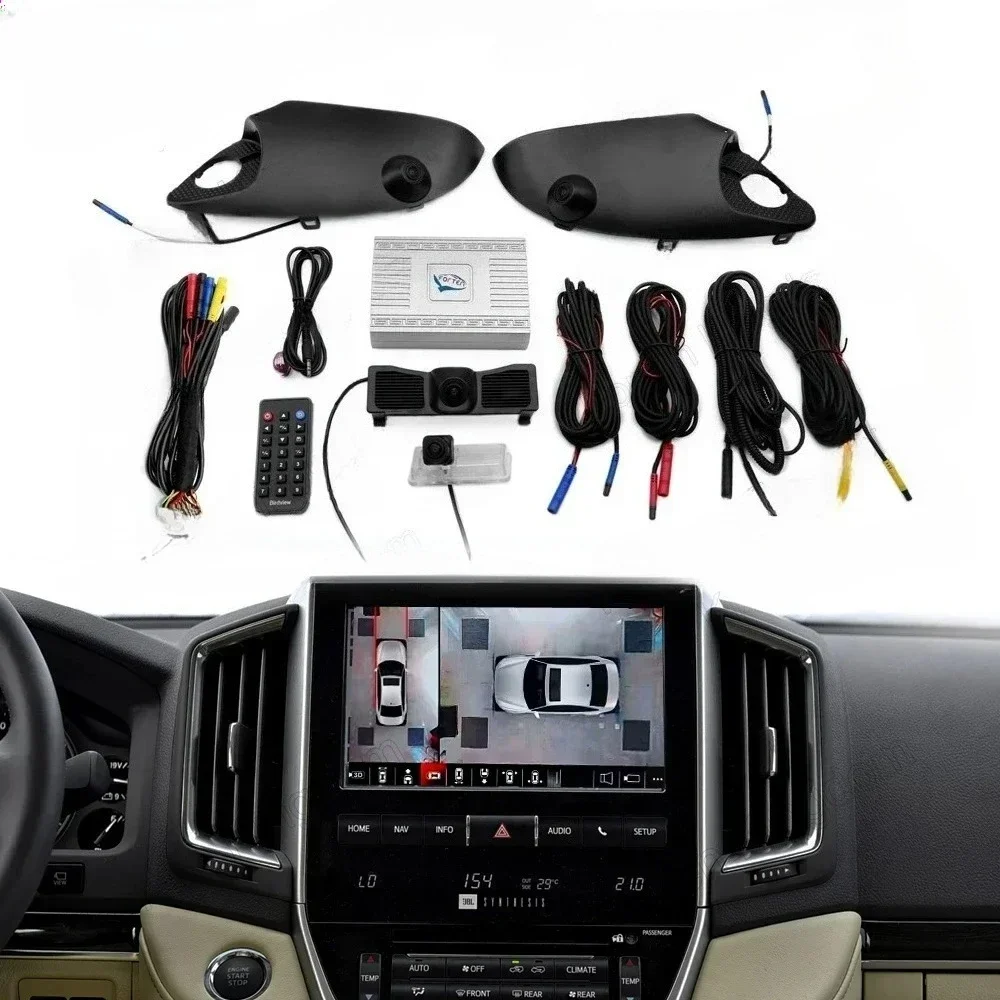 1080p Reverse Camera Blind Spot Detection System 360 Car Camera Parking Bird View System For Land Cruiser LC200 LC300
