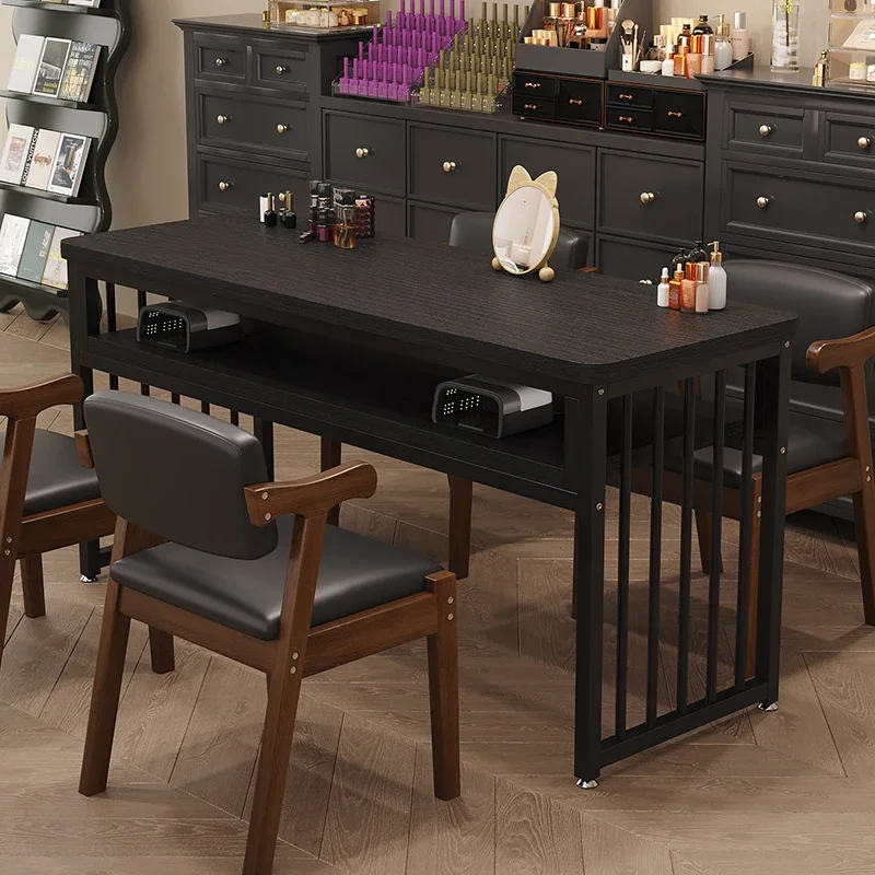 Black Light Luxury Manicure Table Mesa Aesthetic Quality Cleaning Nail Desk Reception Modern Tavolo Per Unghie Salon Furniture