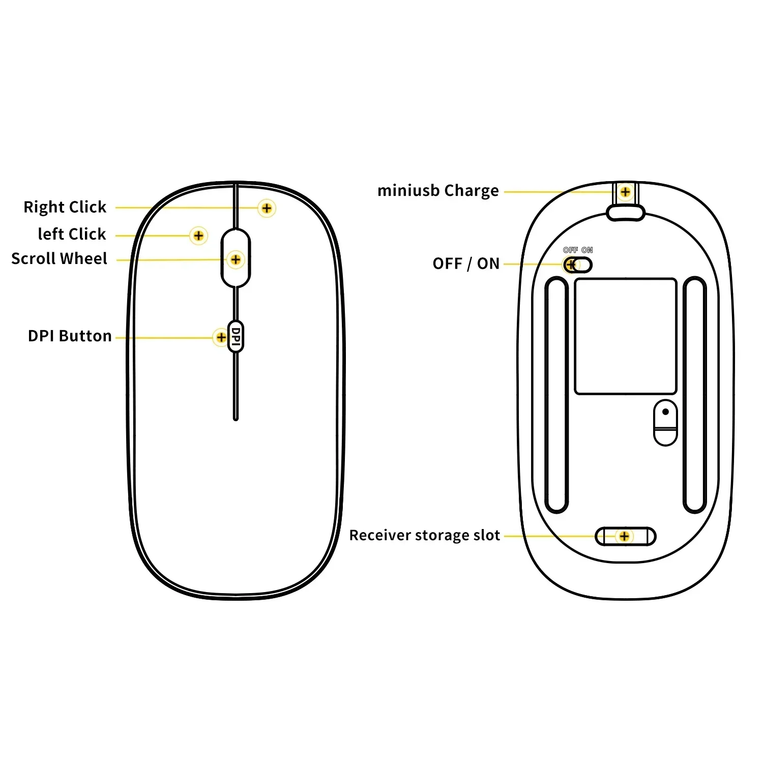 Anmck-Mouse Gaming Recarregável Sem Fio, Silencioso, Mini Mice para Laptops, Gamer de Computador, Casa, Negócios, Escritório, Casa, 1600 DPI, 2.4G