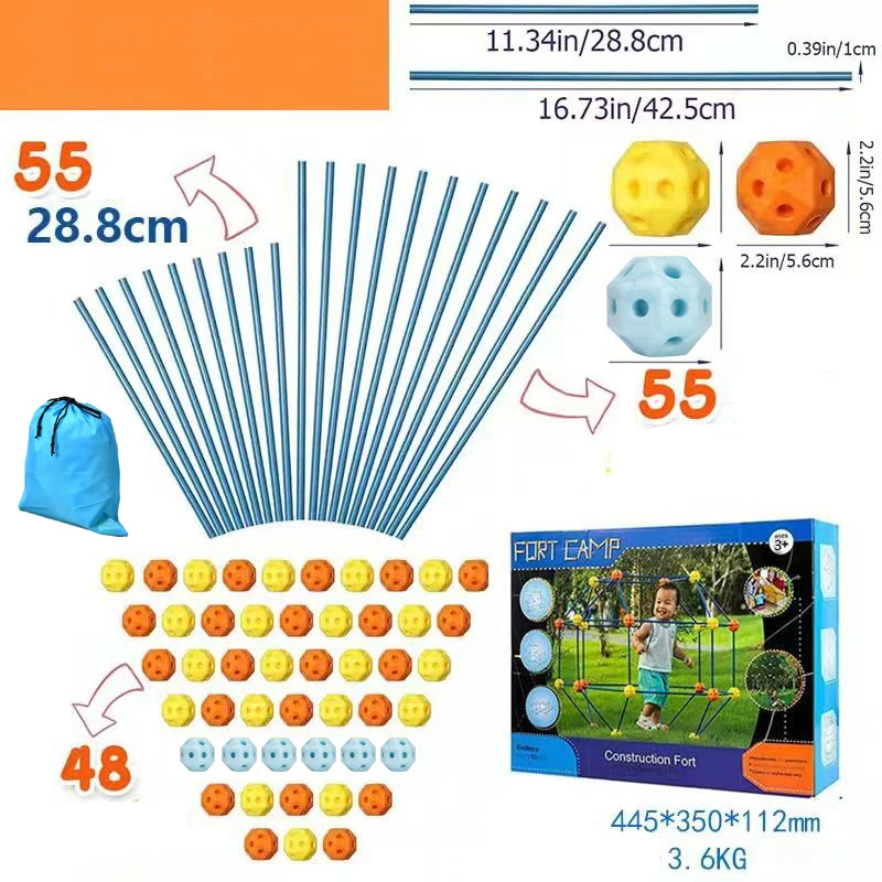 

158PCS Kids Building Blocks Set 3D Geometric Fortress with 6 Glowing Balls Educational Toy for Children