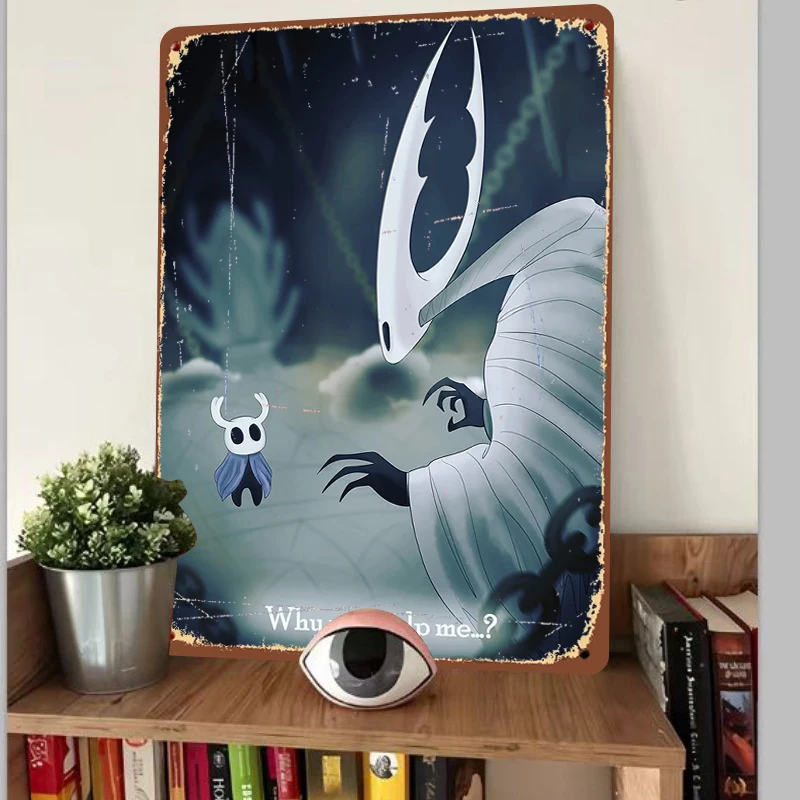 Hollow Knight Custom Metal Poster Game Peripheral Cartoon Anime Wall Art Living Room Bedroom Decoration