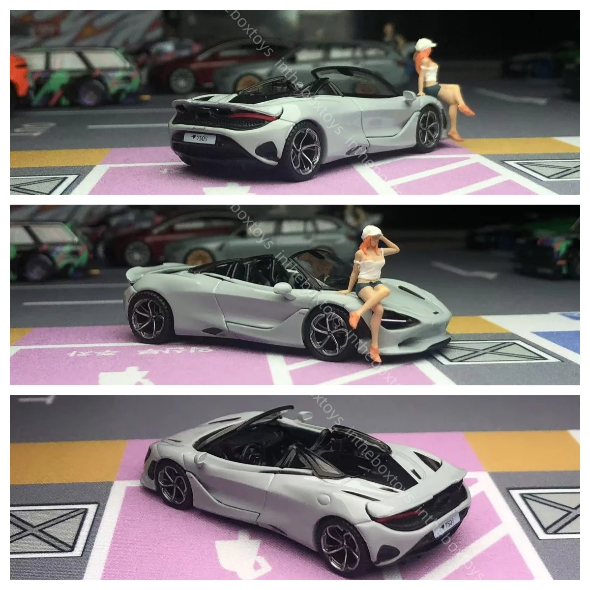 

1/64 NEW Mini GT 750s Spider Cirrus Grey RHD With Figure Model Car