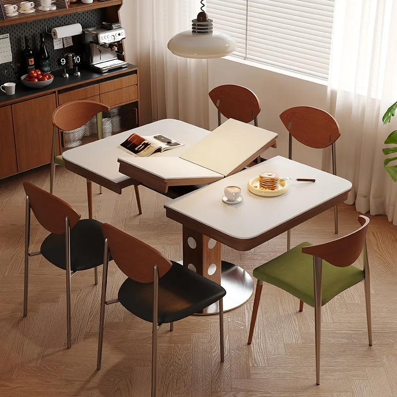 طاولة طعام قابلة للسحب من الخشب الصلب، طاولة قابلة للطي متعددة الوظائف، مكتب شقة صغير منزلي #1