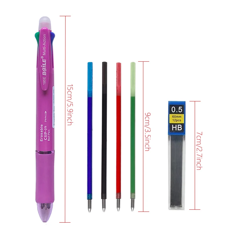 5-in-1 löschbarer Gelstift 0,7 mm Schwarz Blau Rot Grün Mehrfarbiger Gelstift 0,5 mm Kawaii Bleistift Schule Büromaterial – Detail 2