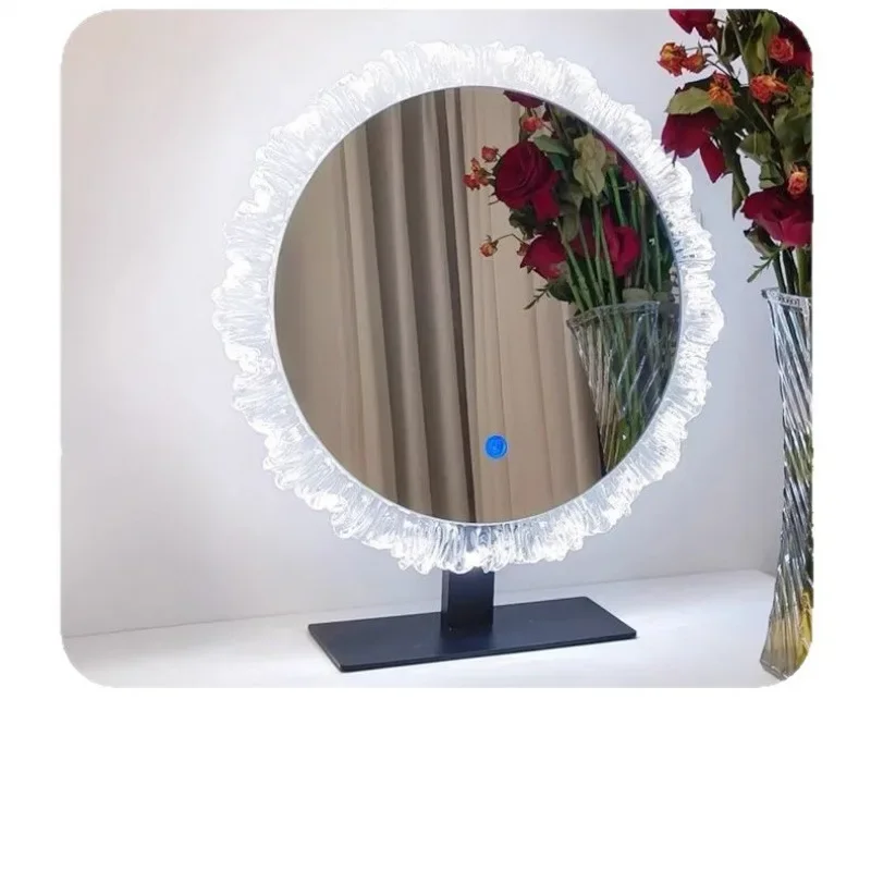 DSA light luxury makeup mirror desktop led smart vanity mirror three-color dimming vanity mirror
