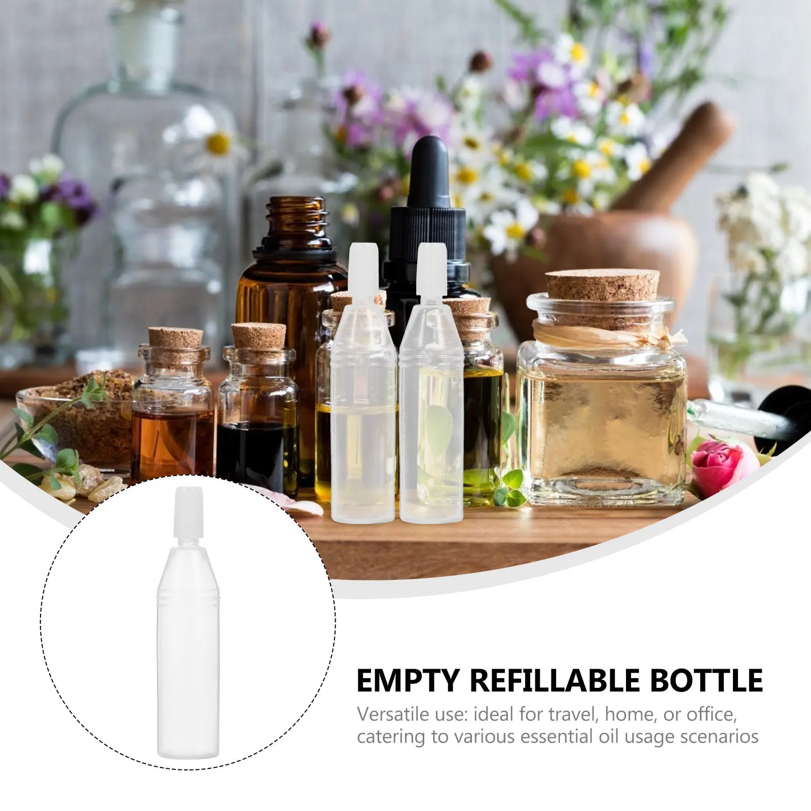 100Pcs Eye Dropper Bottles Plastic 10Ml White Caps Empty Refillable Containers for Essential Oils Liquid Oils Travel Sample