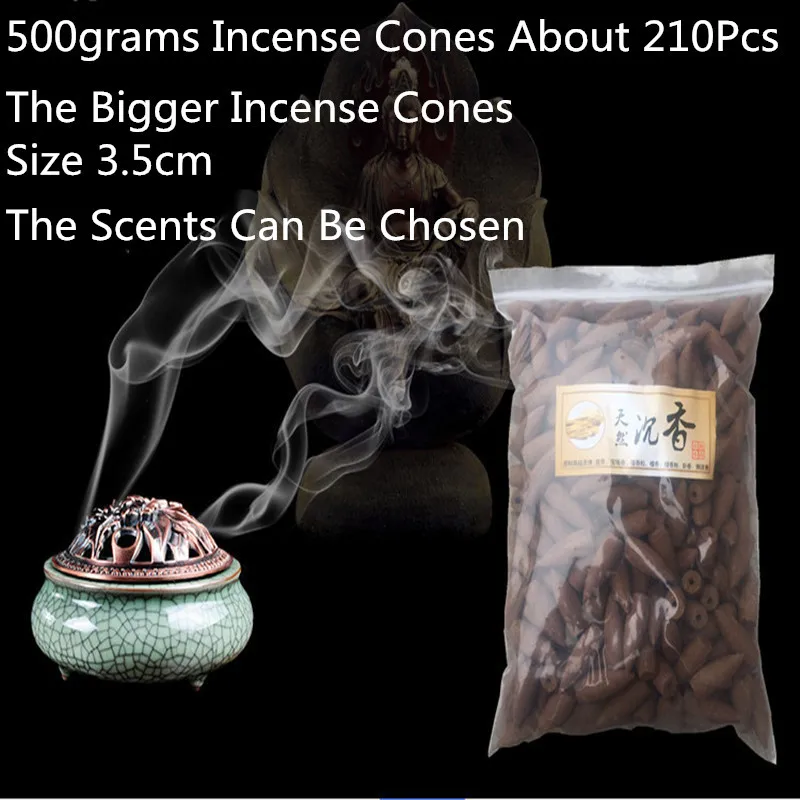 

500Grams About 210Pcs 3.5cm Bigger Incense Cones Natural Reflux Tower Incense Natural Spices Smoke Cone Backflow Incense Bullet