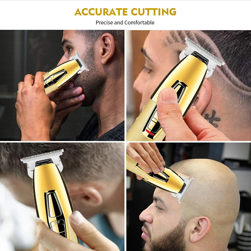 Máquina de cortar cabelo profissional para homens ajustável elétrica barba aparador cabelo recarregável barbeiro sem fio metal lidar com