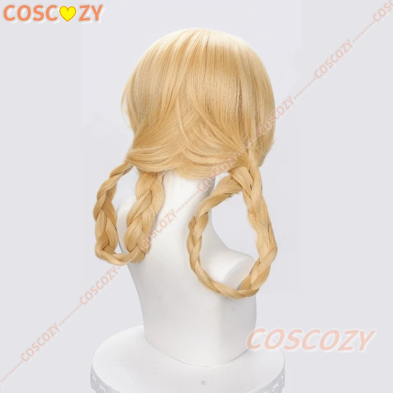 Genshin Impact Jahoda Cosplay Pruiken Gouden Haar Dubbele Vlechten Hittebestendige Vezel Haar Halloween Party Prop voor Vrouwen Meisjes Cos
