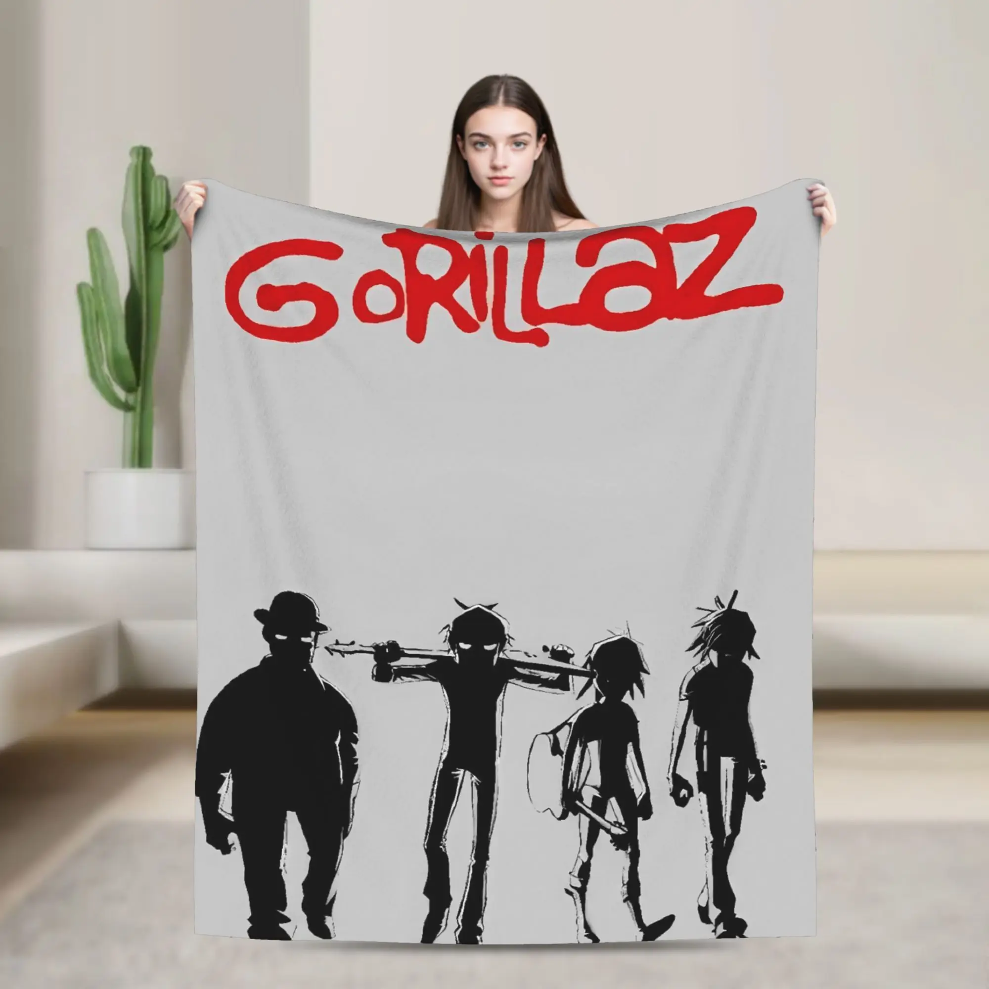 

Music Band G-gorillazs Flannel Blanket Warm Soft Throw Blanket for Living Room Camping Aesthetic Bedspread Sofa Bed Cover