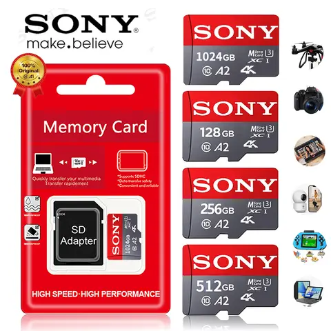 SONY Micro TF SD การ์ด SD Extreme 1TB 512GB 128GB 256GB U3 V30 4K หน่วยความจําแฟลชการ์ดสําหรับโทรศัพท์คอมพิวเตอร์กล้อง