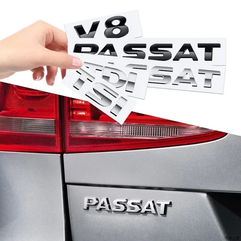 

1pcs Chrome 3D ABS PASSAT TSI TDI V6 V8 Letters Car Rear Tail Trunk Body Side Fender Badge Logo Emblem for Volkswagen B5 B6 B7